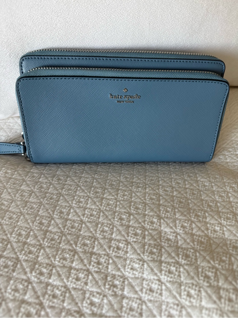 Kate Spade zip around wallet, light blue color